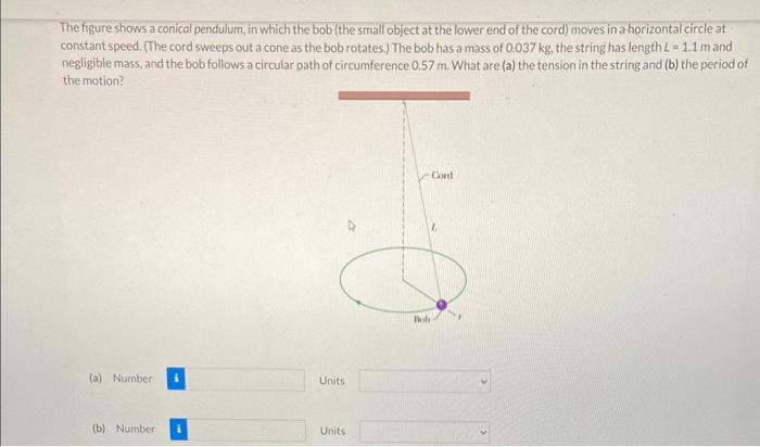 Solved The Figure Shows A Conical Pendulum, In Which The Bob | Chegg.com