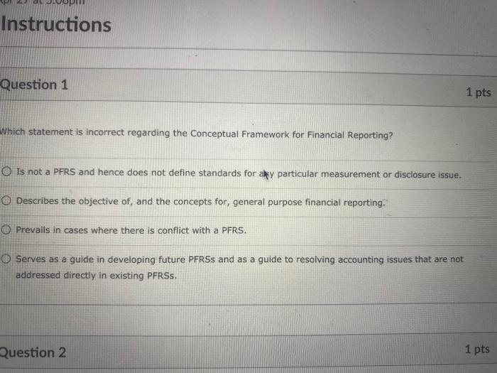Solved Instructions Question 1 1 pts Which statement is | Chegg.com