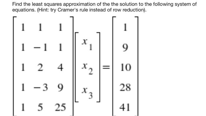 Solved Find The Least Squares Approximation Of The The | Chegg.com