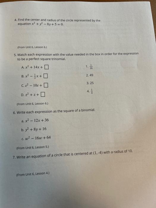 Solved Lesson 7 Practice Problems 1. The point (6,y) is the | Chegg.com