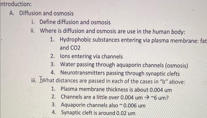 Solved Diffusion and osmosis i. Define diffusion and osmosis | Chegg.com