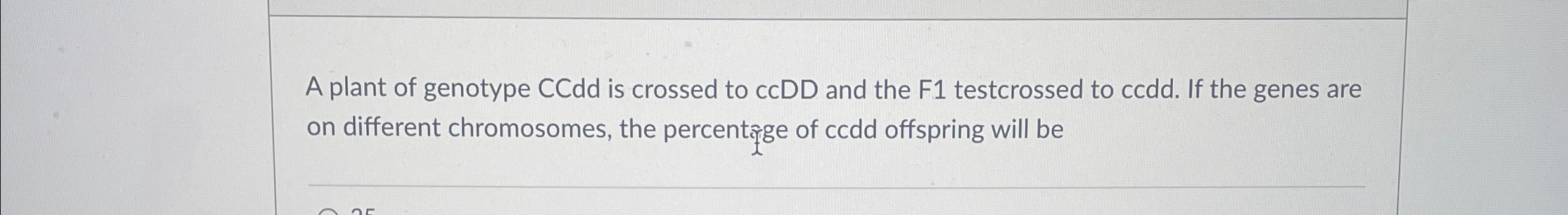 Solved A plant of genotype CCdd is crossed to ccDD and the | Chegg.com