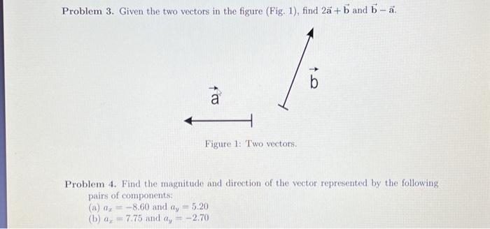 Solved Problem 3. Given The Two Vectors In The Figure (Fig. | Chegg.com