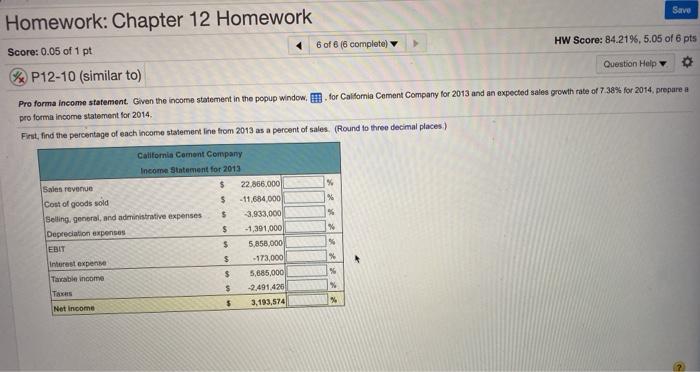 Solved Save Homework: Chapter 12 Homework 4 6 of 6 (6 | Chegg.com
