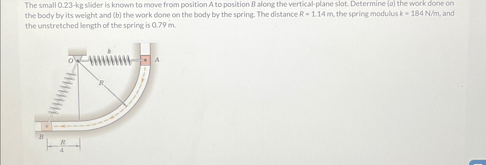 Solved The small 0.23-kg slider is known to move from | Chegg.com