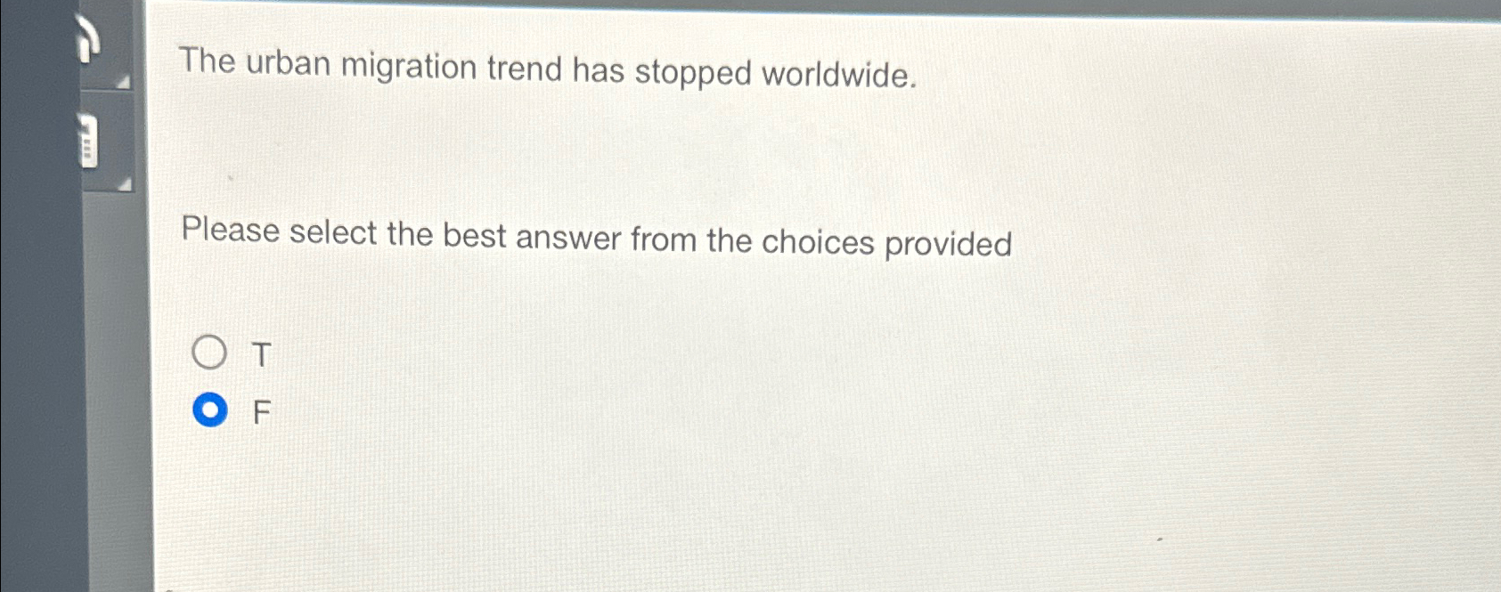 Solved The urban migration trend has stopped