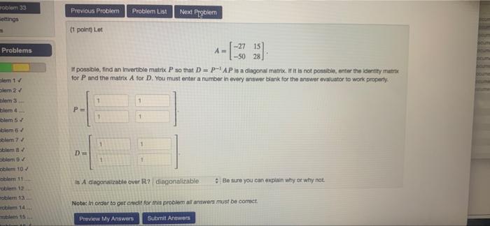 Solved oblem 33 ettings Previous Problem Problem List Next | Chegg.com
