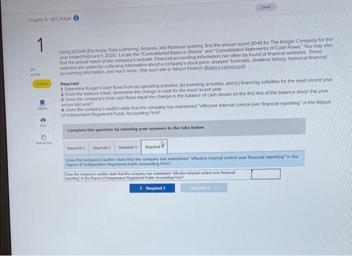 Solved Using EDGAR (Electronic Data Gathering. Analysis, and