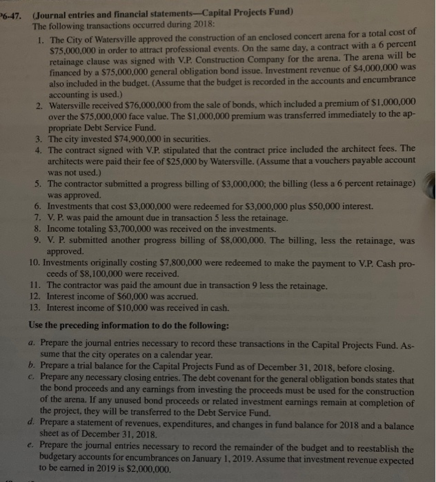 Solved P6-47. (Journal Entries And Financial | Chegg.com