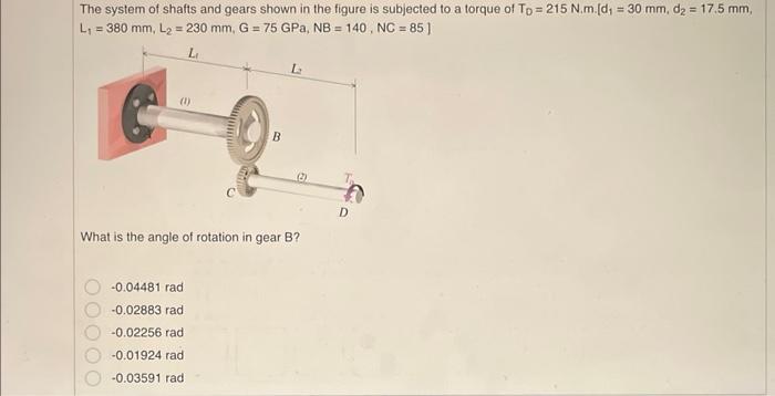 Solved The system of shafts and gears shown in the figure is | Chegg.com