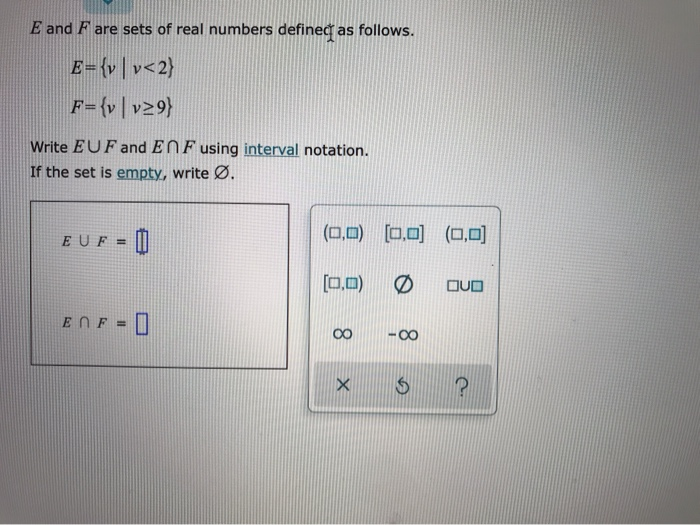 Solved E and F are sets of real numbers definet as follows. | Chegg.com