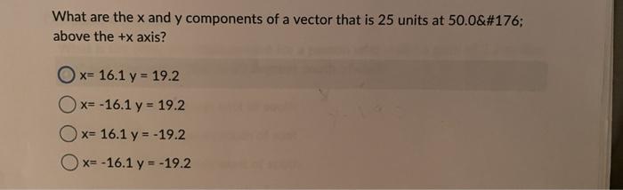 Solved What are the x and y components of a vector that is | Chegg.com