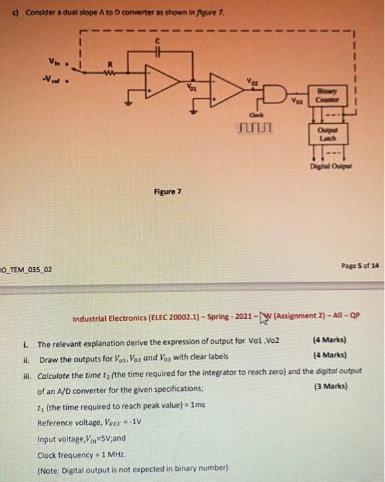 Solved d Consider a dual slope A to D converter as shown in