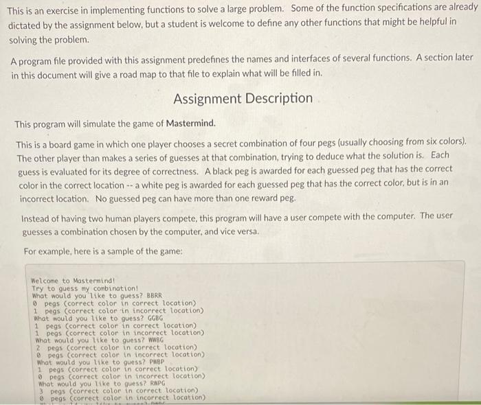 Solved This is an exercise in implementing functions to | Chegg.com