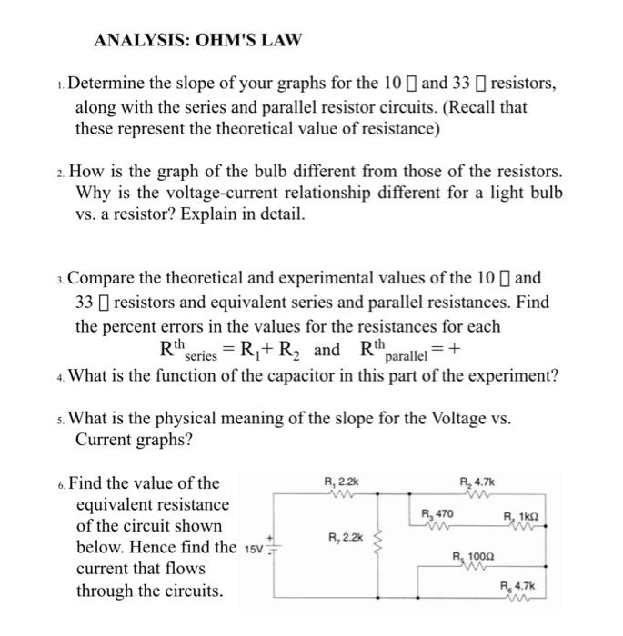 Solved 1. Determine the slope of your graphs for the 10 and | Chegg.com