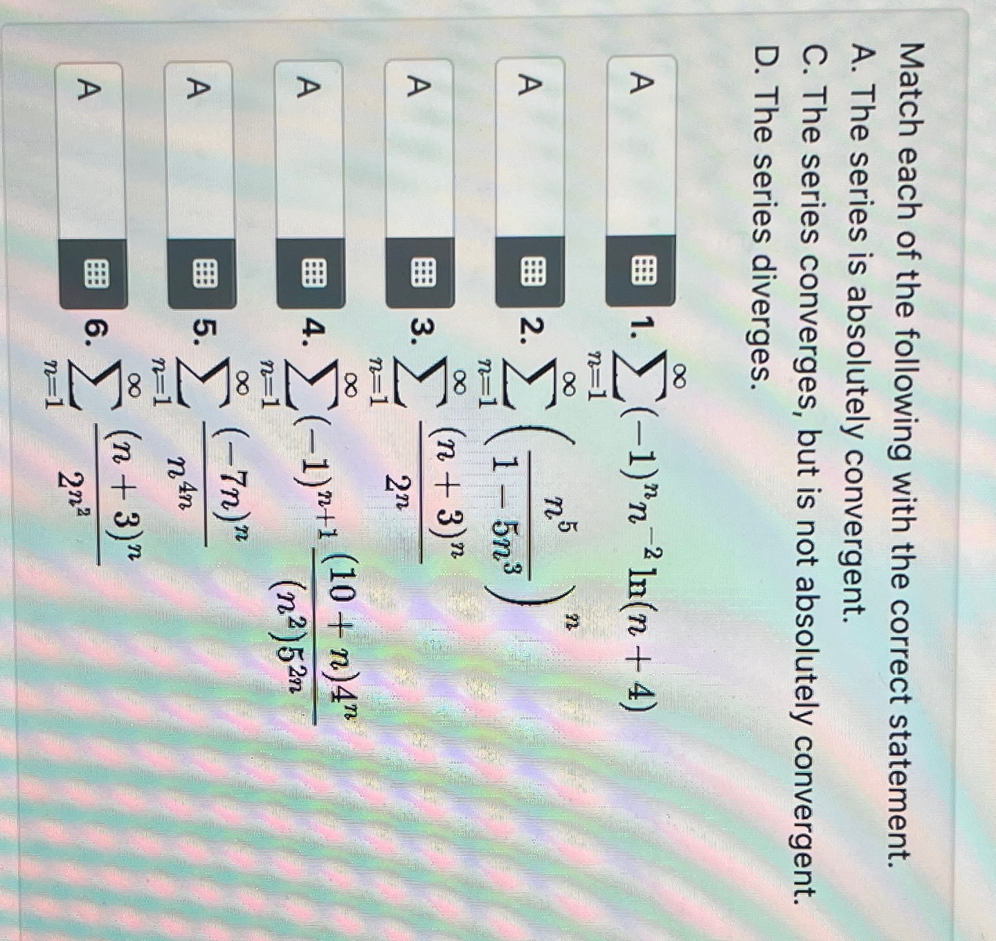 Solved Match each of the following with the correct | Chegg.com