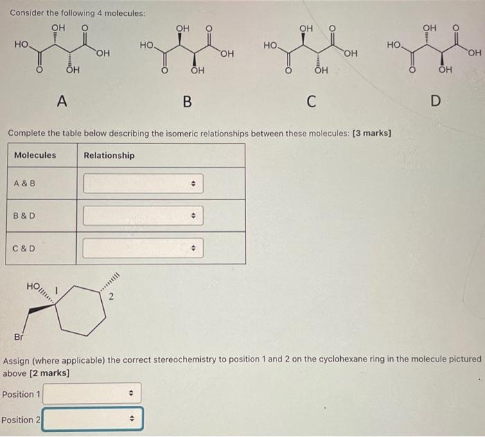 Solved Consider The Following 4 Molecules: A B C D Complete | Chegg.com