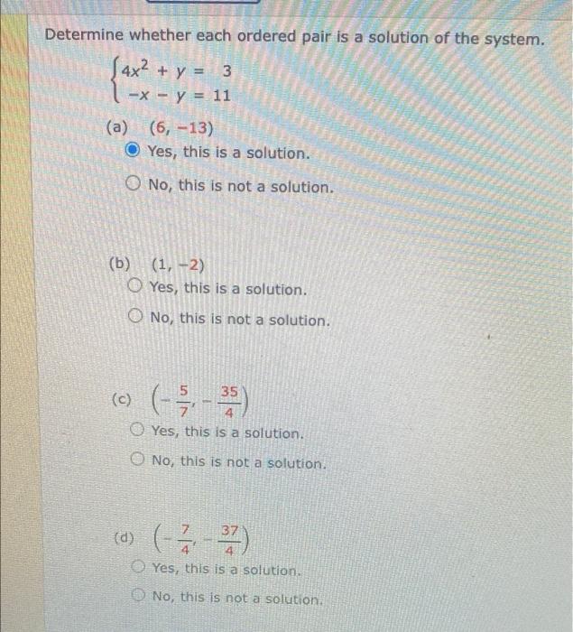 Solved Determine Whether Each Ordered Pair Is A Solution Of Chegg