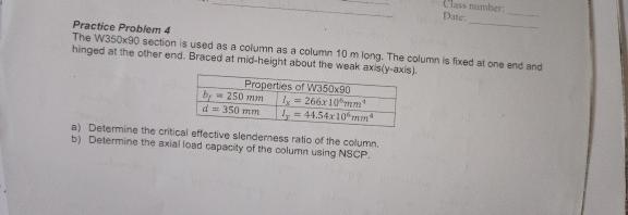 Solved Practice Problem 4 The W350x90 section is used as a | Chegg.com