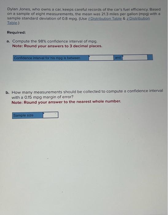 Solved Dylan Jones, who owns a car, keeps careful records of