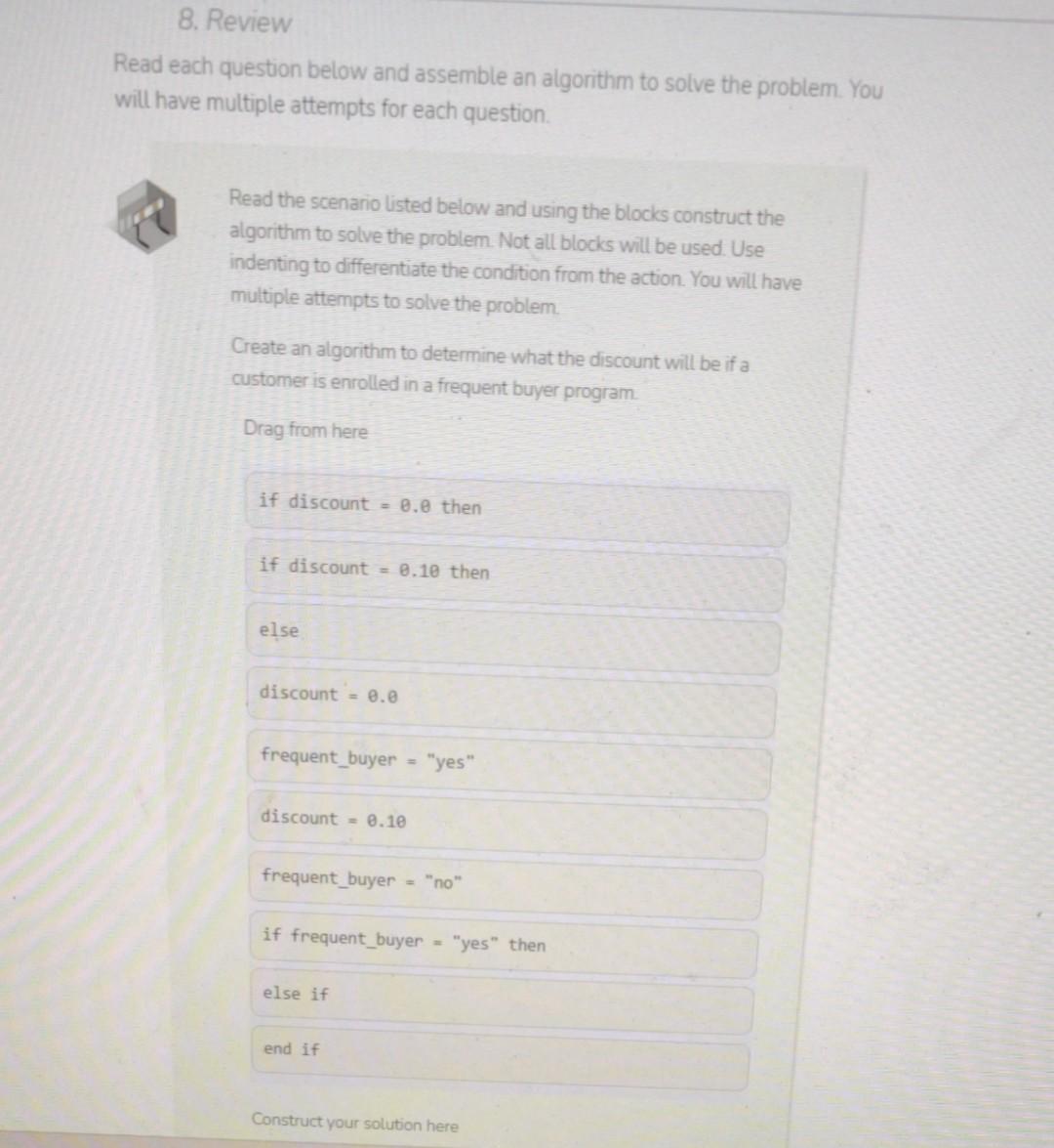 Solved 8. Review Read each question below and assemble an | Chegg.com