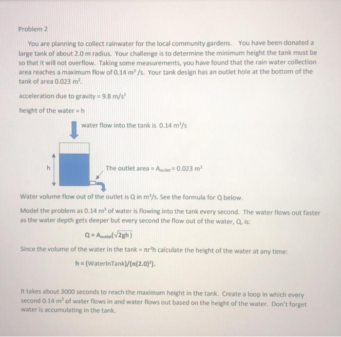 Solved Problem 2 You are planning to collect rainwater for | Chegg.com