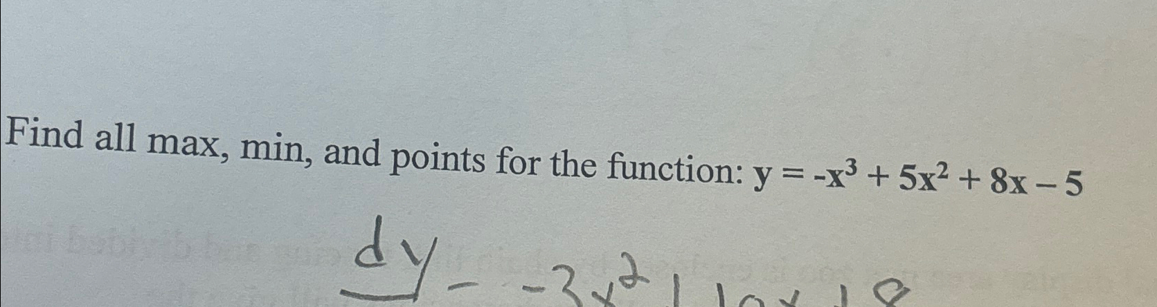 Solved Find all max,min, and points for the function: | Chegg.com