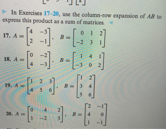 Solved In Exercises 17 Use The Column Row Expansion O Chegg Com