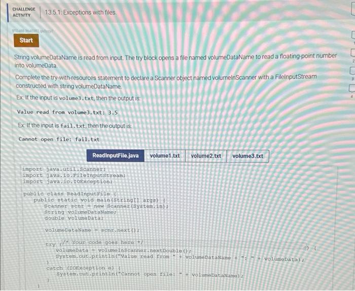 Solved CHALLENGE 13.5.1: Exceptions with files. ACTIVITY | Chegg.com