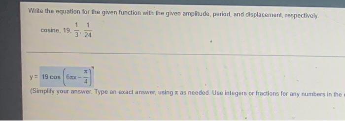 Solved Write the equation for the given function with the | Chegg.com