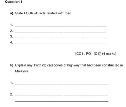 Solved B) Explain Any TWO (2) Categories Of Highway That Had | Chegg.com