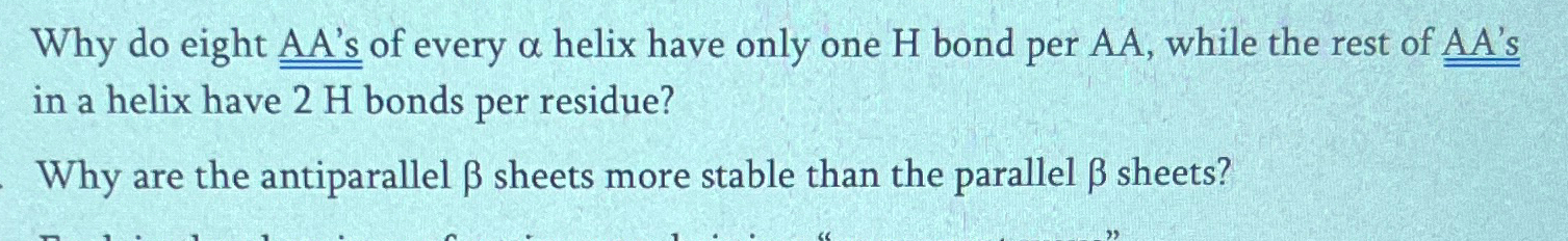 Solved Why do eight AA's of every α ﻿helix have only one H | Chegg.com