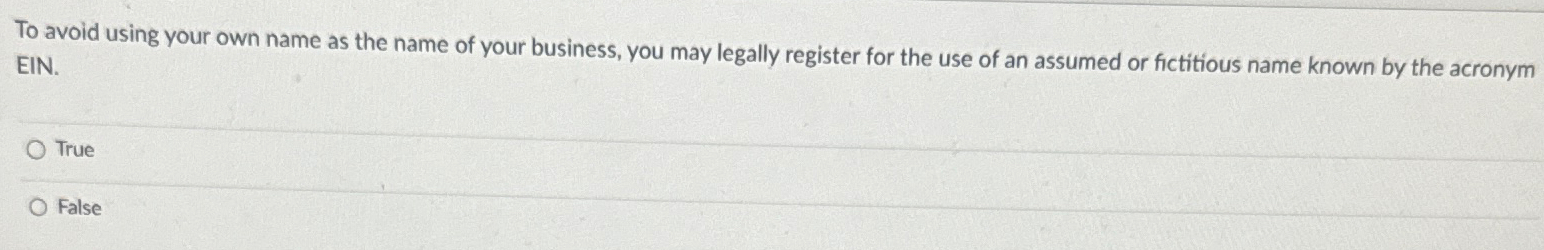 To avoid using your own name as the name of your | Chegg.com