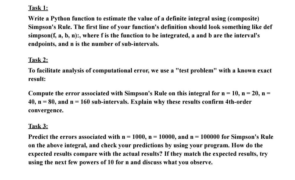 Solved Task 1: Write a Python function to estimate the value | Chegg.com