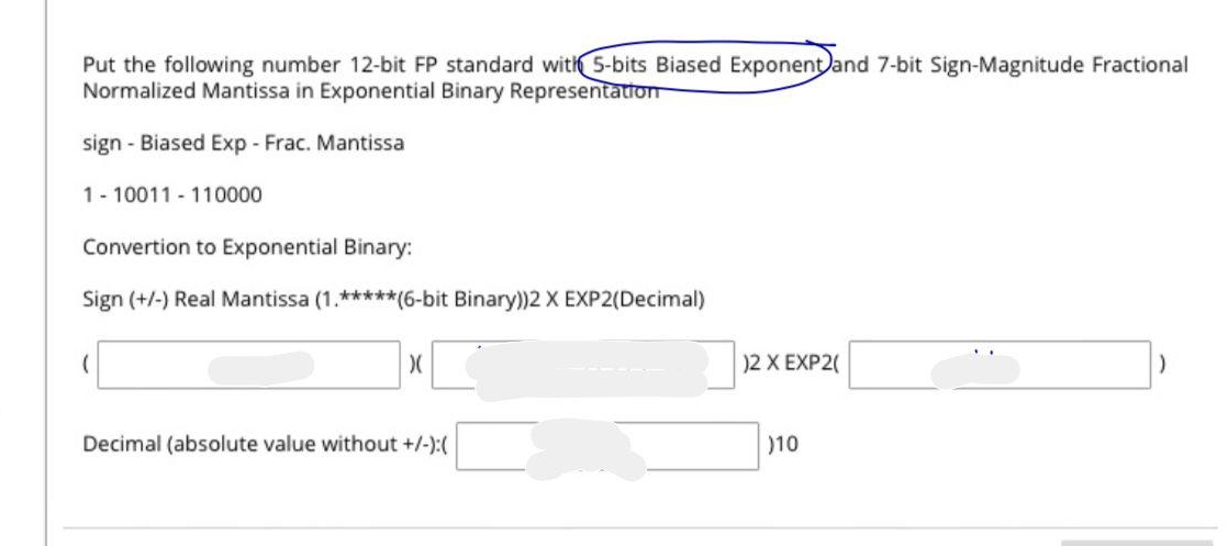 Solved Put the following number 12-bit FP standard with | Chegg.com