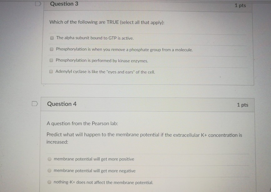 Solved Question 3 1 pts Which of the following are TRUE | Chegg.com