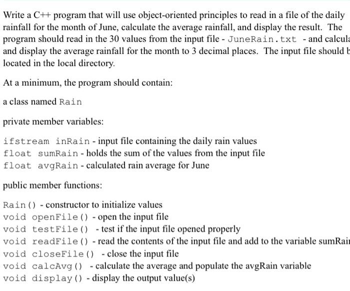Solved Write a C++ program that will use object-oriented | Chegg.com