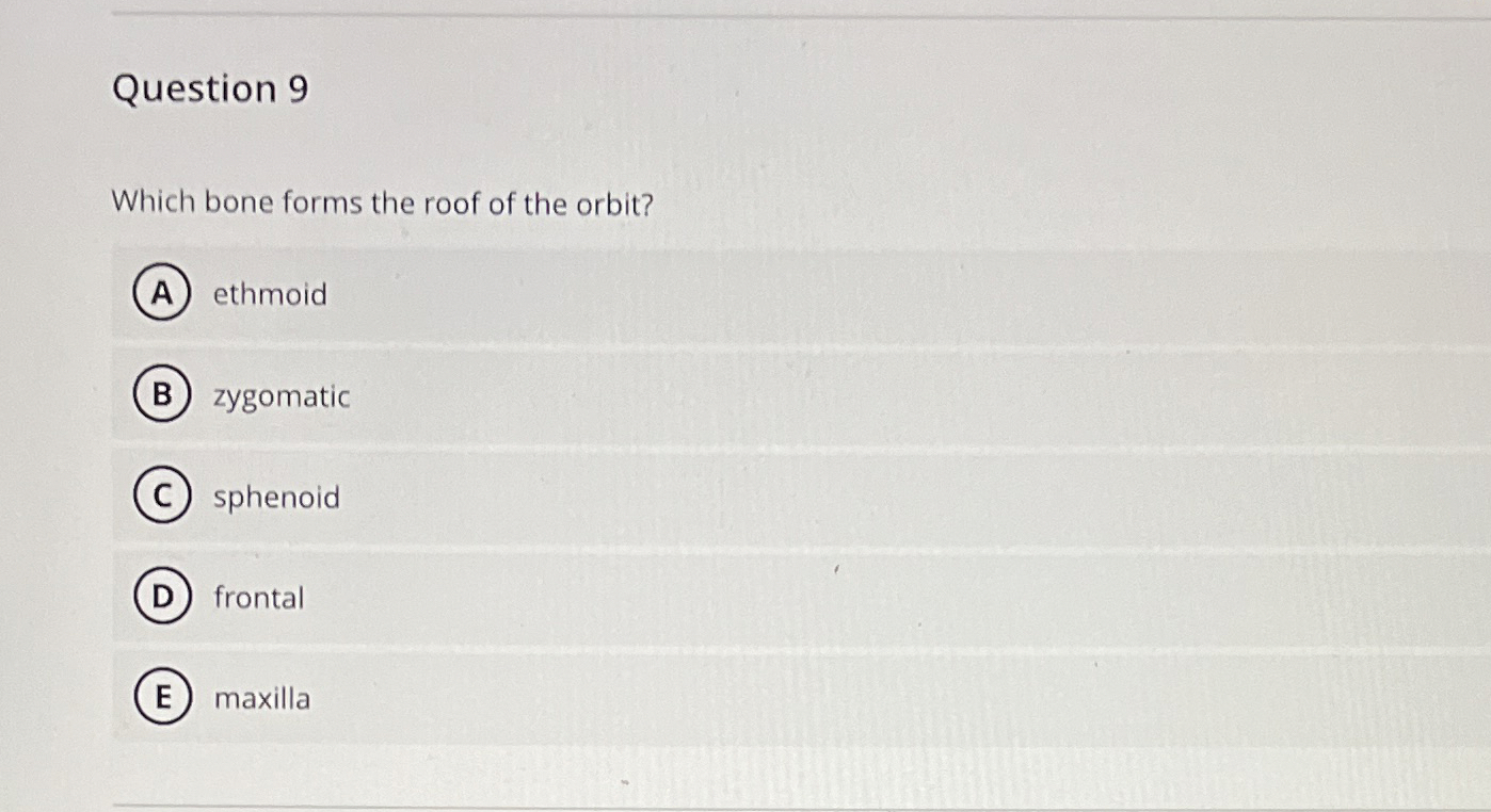 Solved Question 9Which bone forms the roof of the