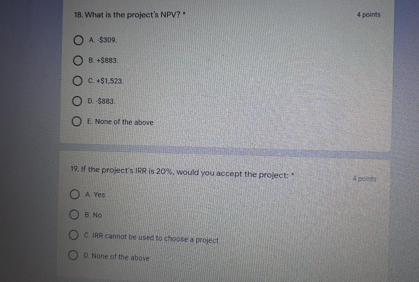 Solved Use the following data to answer Questions 17 through | Chegg.com