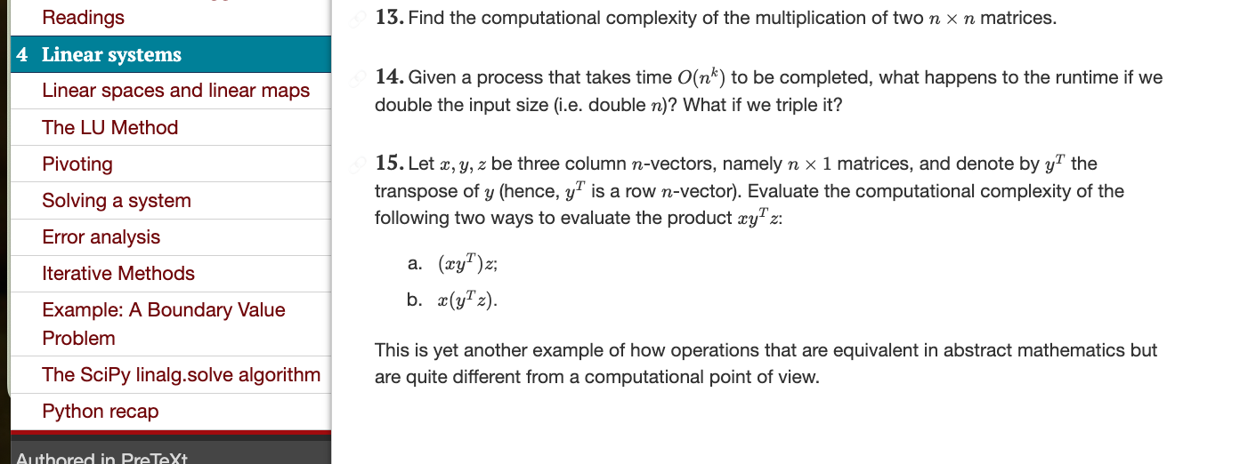 Solved Find the computational complexity of the | Chegg.com
