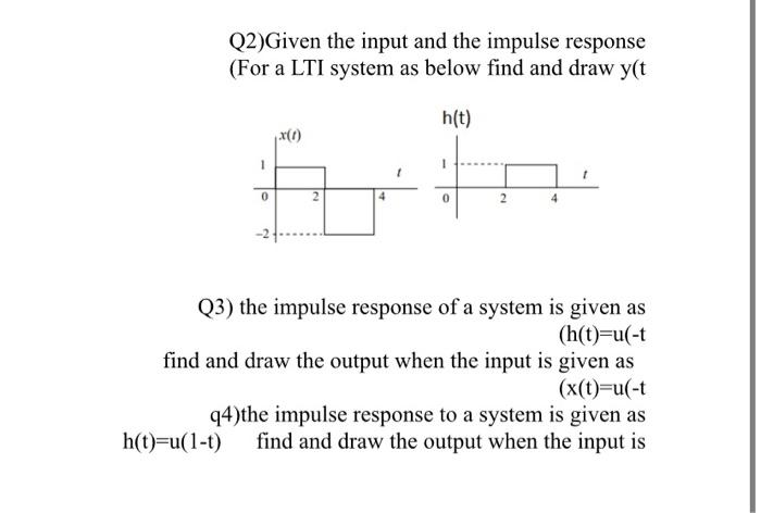 Solved Q2)Given the input and the impulse response (For a | Chegg.com