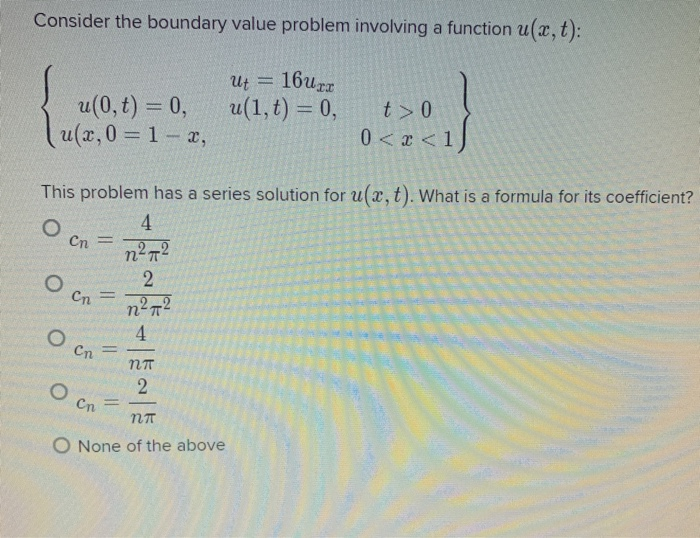 Solved Consider the boundary value problem involving a | Chegg.com