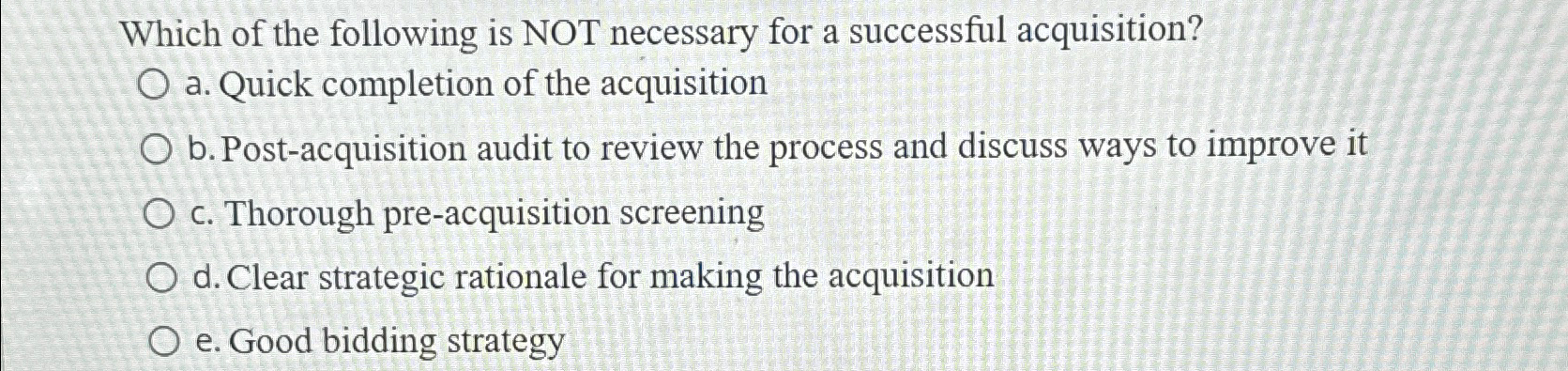 Solved Which of the following is NOT necessary for a | Chegg.com