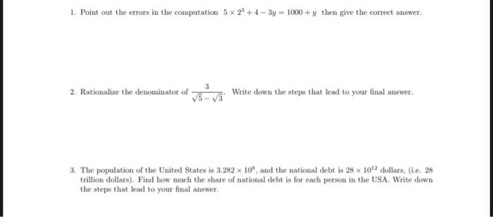 Solved 1. Point out the errors in the computation 5 x 27+ 4- | Chegg.com
