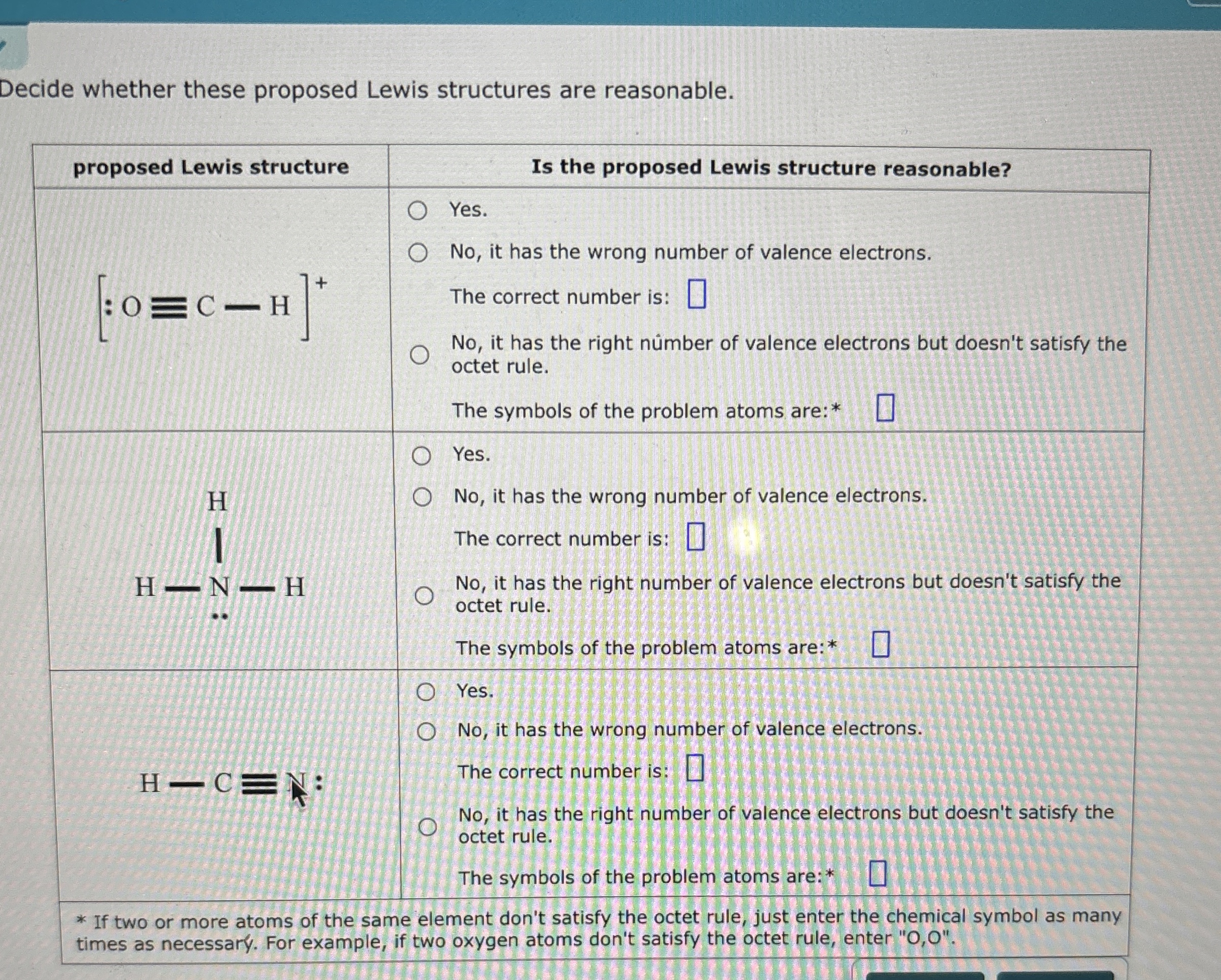 Solved Decide Whether These Proposed Lewis Structures Are Chegg Com