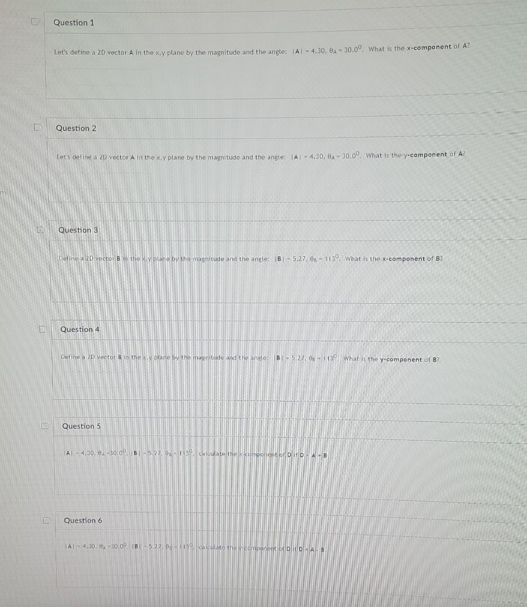 Solved D D Question 1 Let's define a 2D vector A in the x,y | Chegg.com