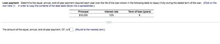 Solved Loan payment Determine the equal, annua, end-of-year | Chegg.com