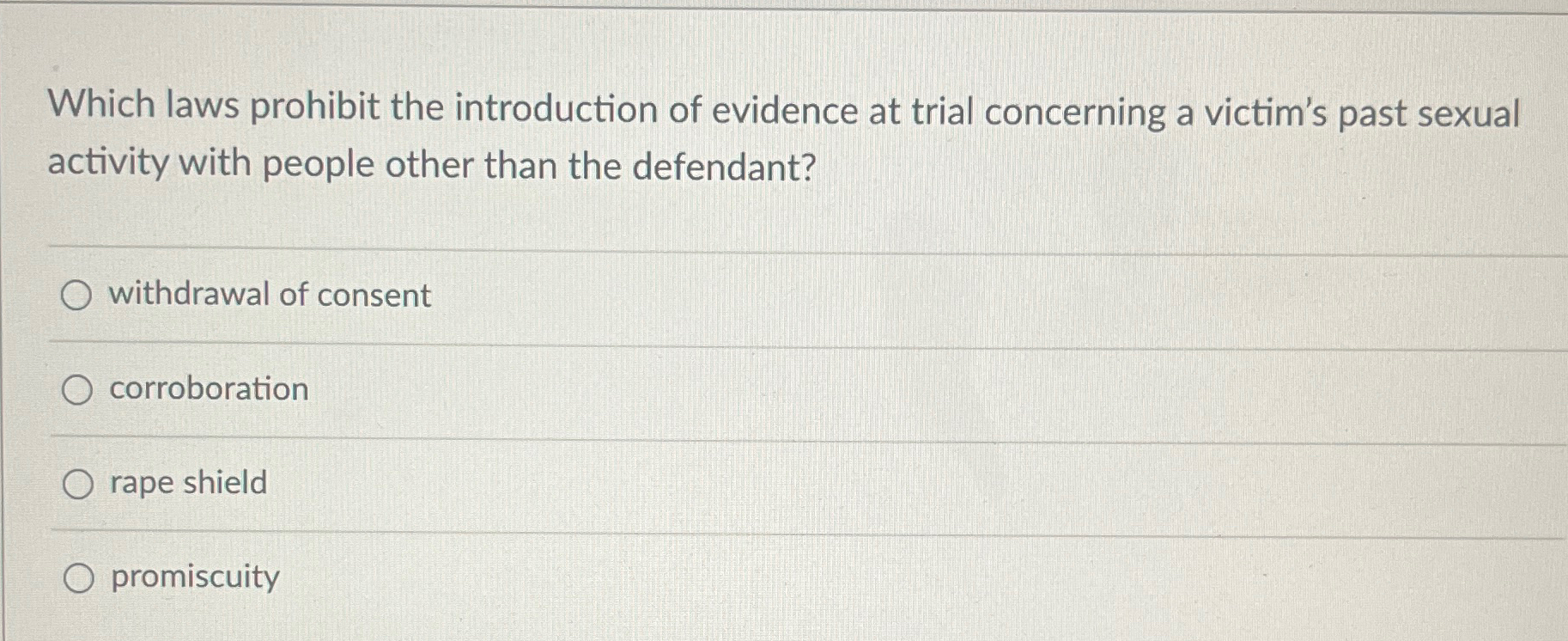 Solved Which laws prohibit the introduction of evidence at | Chegg.com