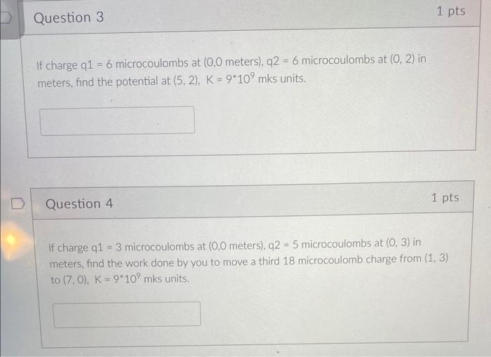 Solved If charge q1=6 microcoulombs at (0,0 meters ),q2=6 | Chegg.com