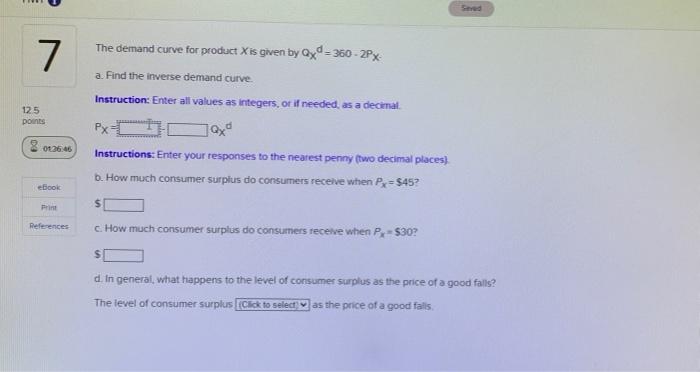 Solved The demand curve for product X is given by | Chegg.com
